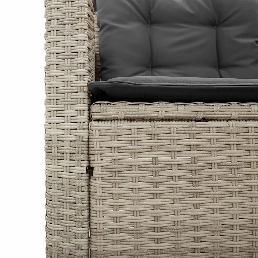 Canapé de jardin et table et coussins en forme de L gris clair - 10