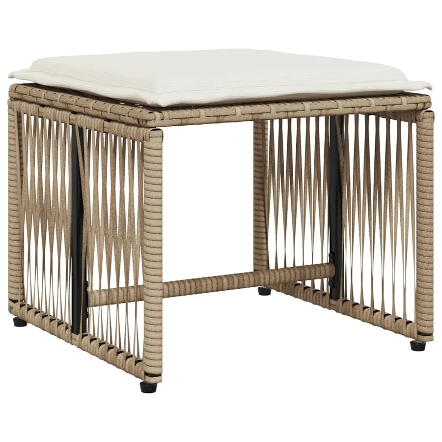 Ensemble à manger de jardin et coussins 7 pcs beige poly rotin - 4