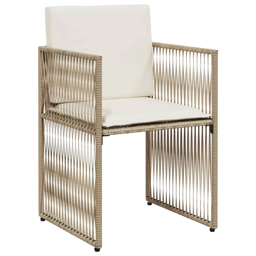 Ensemble à manger de jardin et coussins 7 pcs beige poly rotin - 5