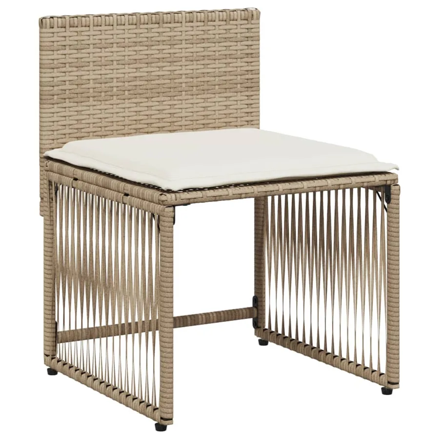 Ensemble à manger de jardin et coussins 7 pcs beige poly rotin - 6