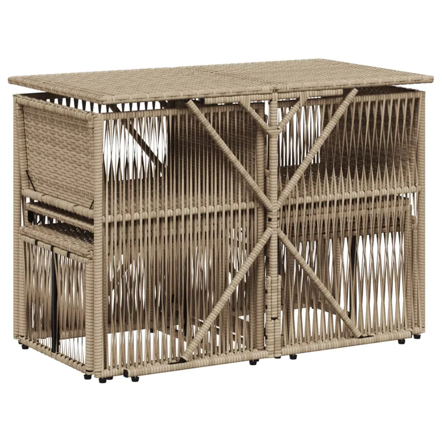 Ensemble à manger de jardin et coussins 7 pcs beige poly rotin - 7
