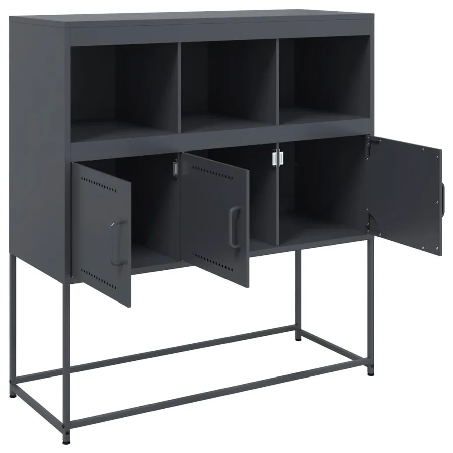 Buffet anthracite 100,5x39x107 cm acier - 10