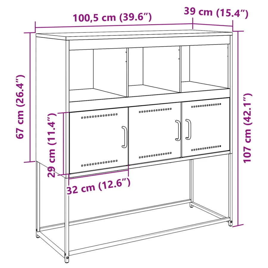 Buffet anthracite 100,5x39x107 cm acier - 14