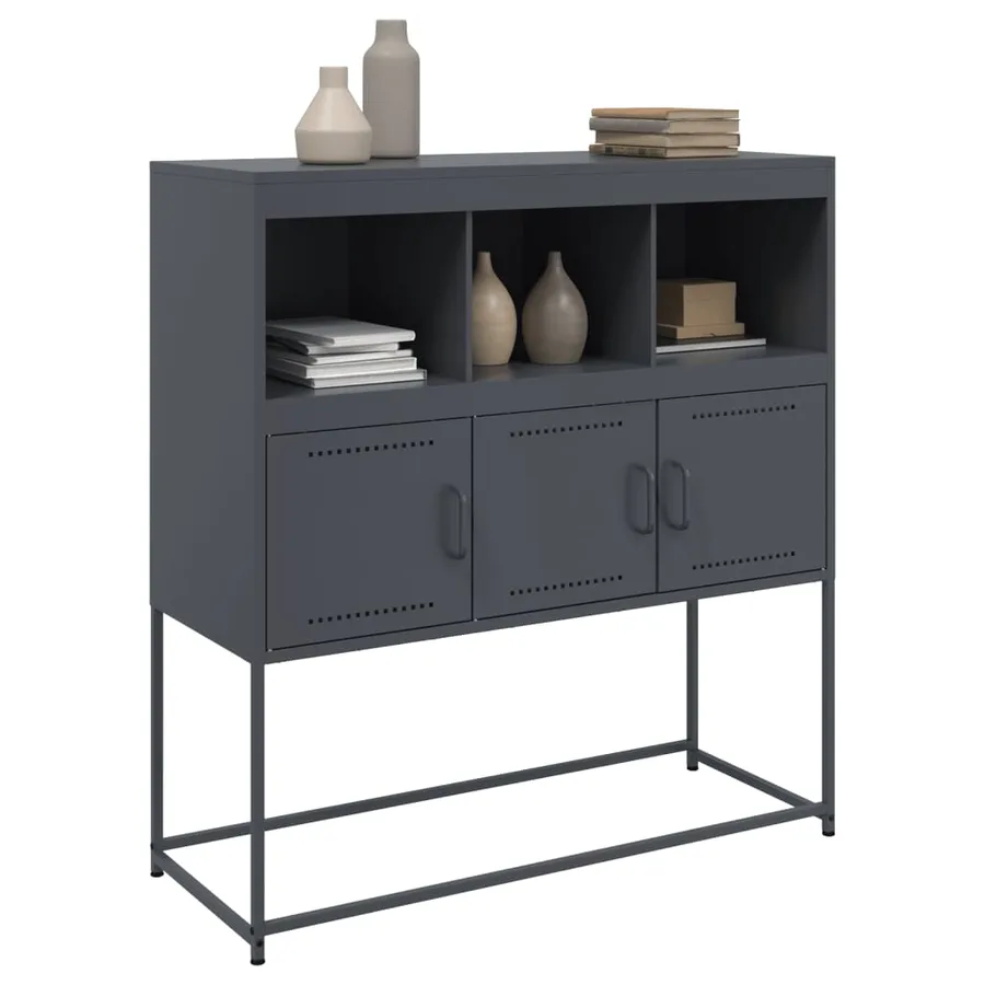 Buffet anthracite 100,5x39x107 cm acier - 4