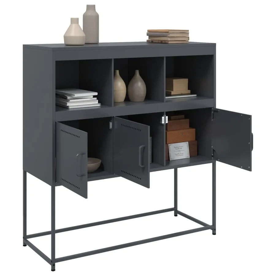 Buffet anthracite 100,5x39x107 cm acier - 5