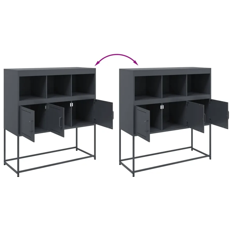 Buffet anthracite 100,5x39x107 cm acier - 9