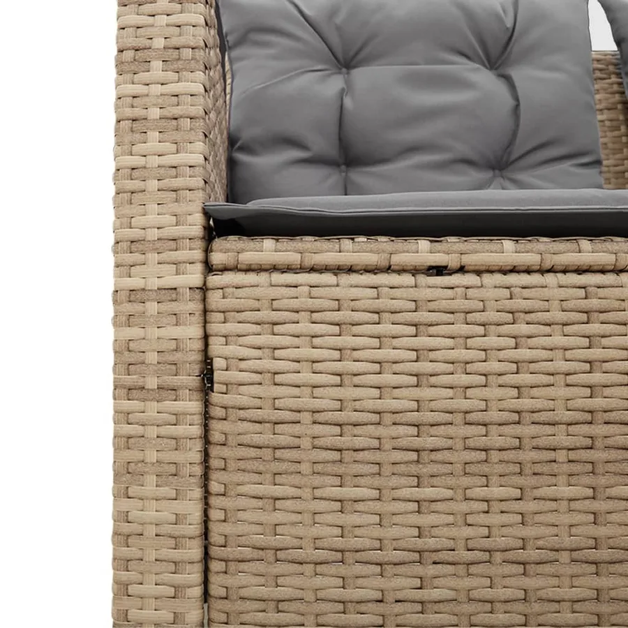 Canapé de jardin avec table et coussins en forme de L beige - 10