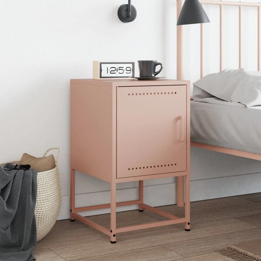 Table de chevet rose 36x39x60,5 cm acier - 3
