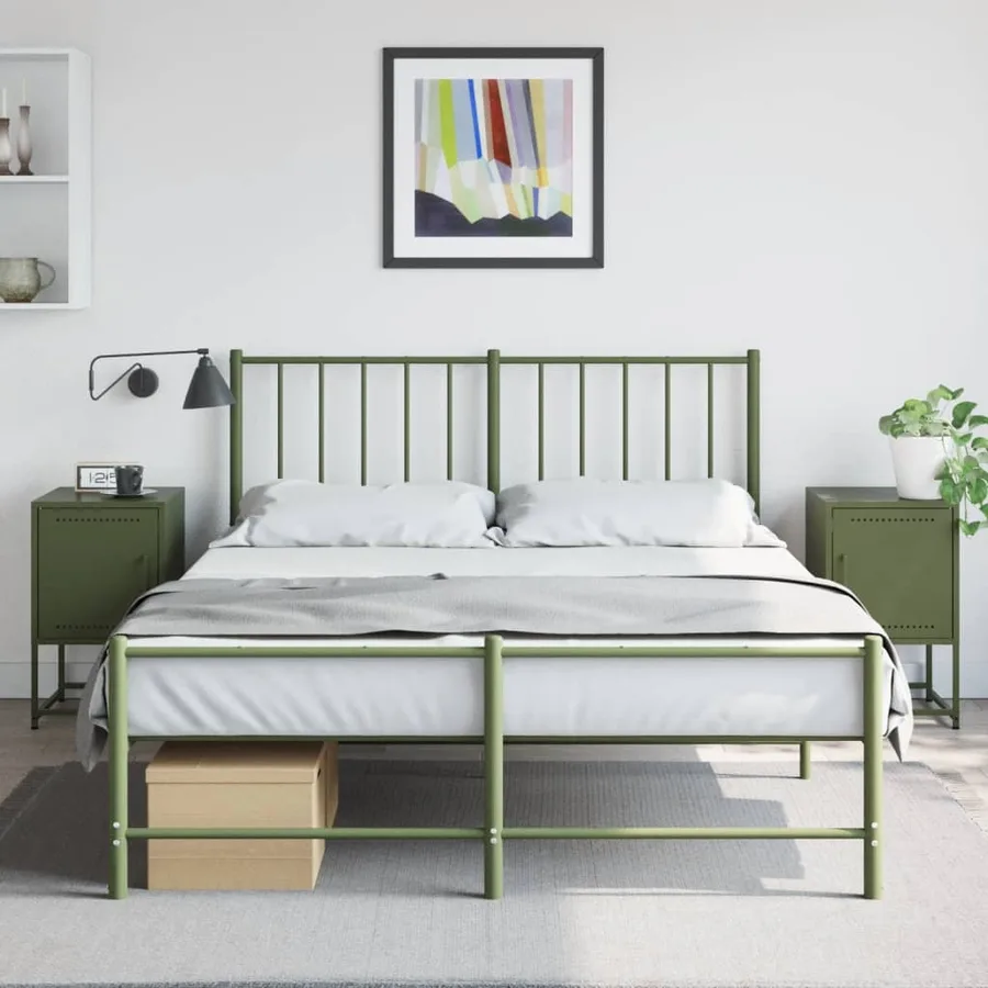 Tables de chevet 2 pcs vert olive 36x39x60,5 cm acier - 3