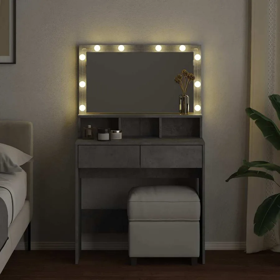 Coiffeuse avec LED gris béton 80x41x134,5 cm - 3