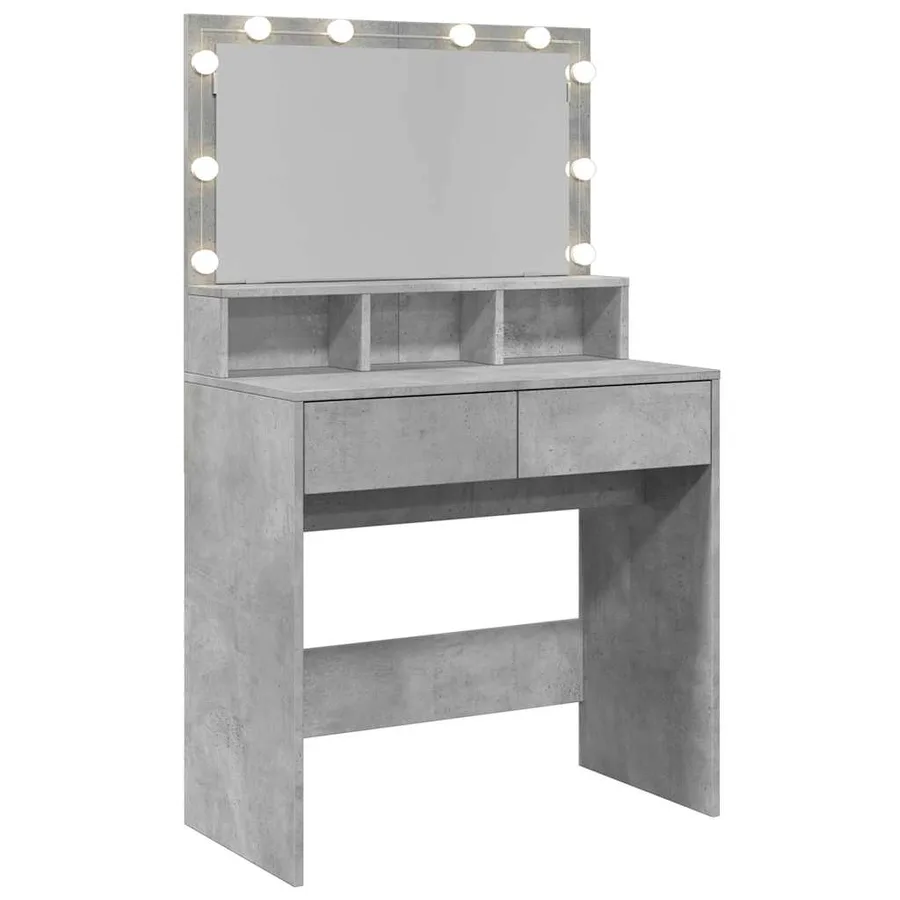 Coiffeuse avec LED gris béton 80x41x134,5 cm - 8