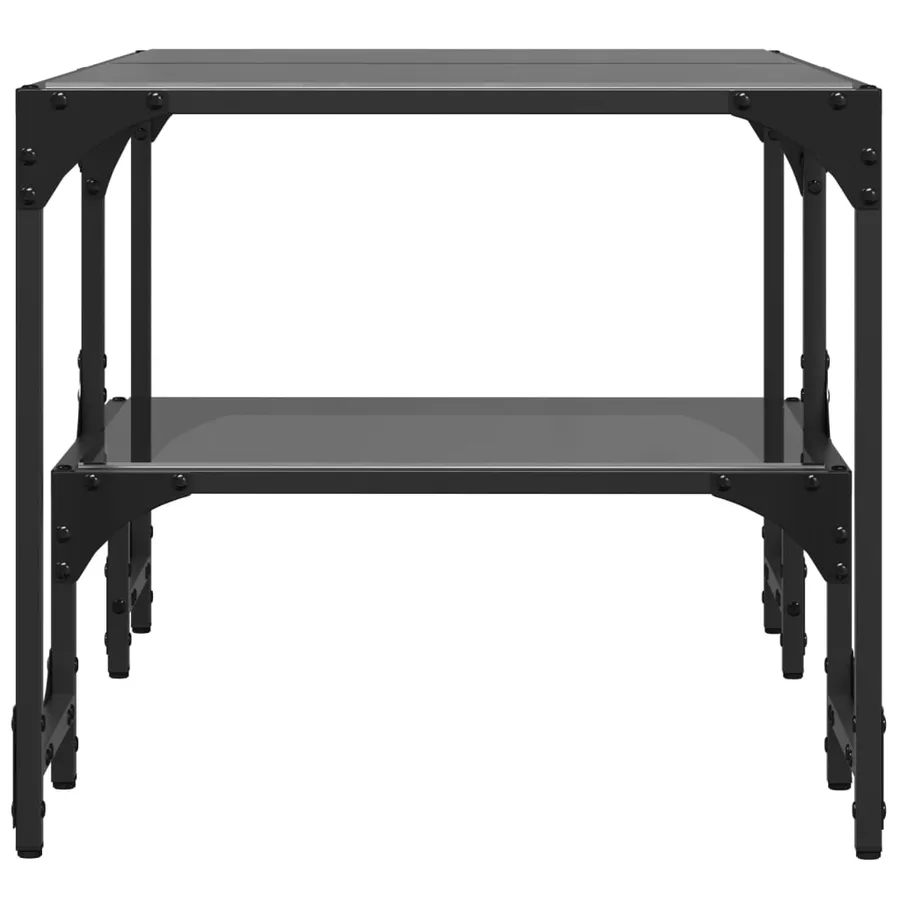 Table basse avec dessus en verre noir 98,5x50x45 cm acier - 5