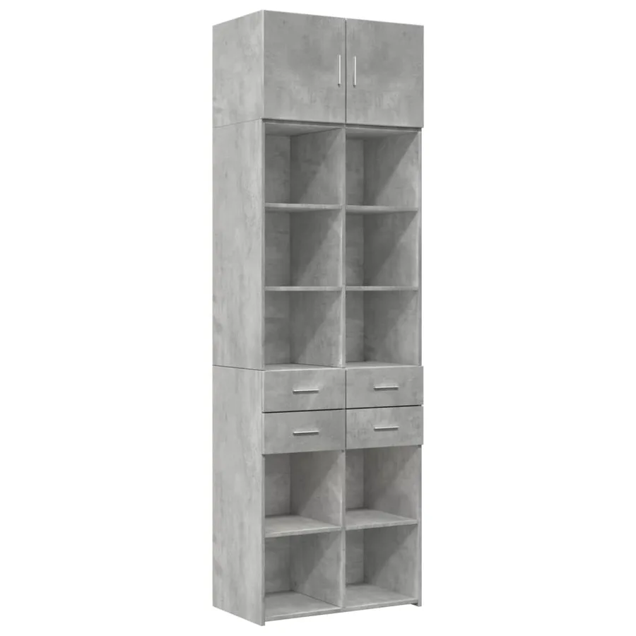 Armoire de rangement gris béton 70x42,5x225cm bois d'ingénierie - 2