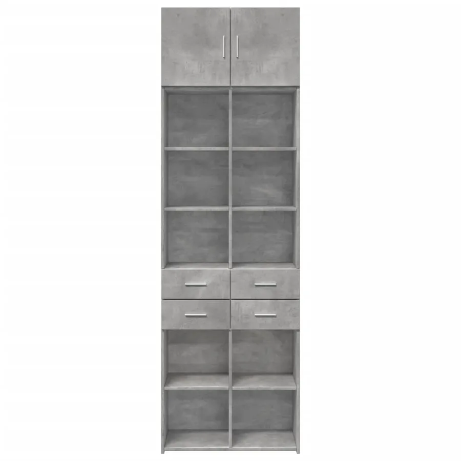Armoire de rangement gris béton 70x42,5x225cm bois d'ingénierie - 4