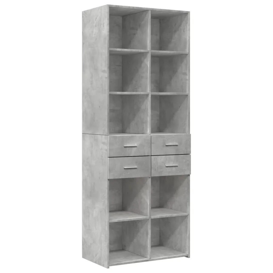 Armoire de rangement gris béton 70x42,5x225cm bois d'ingénierie - 6