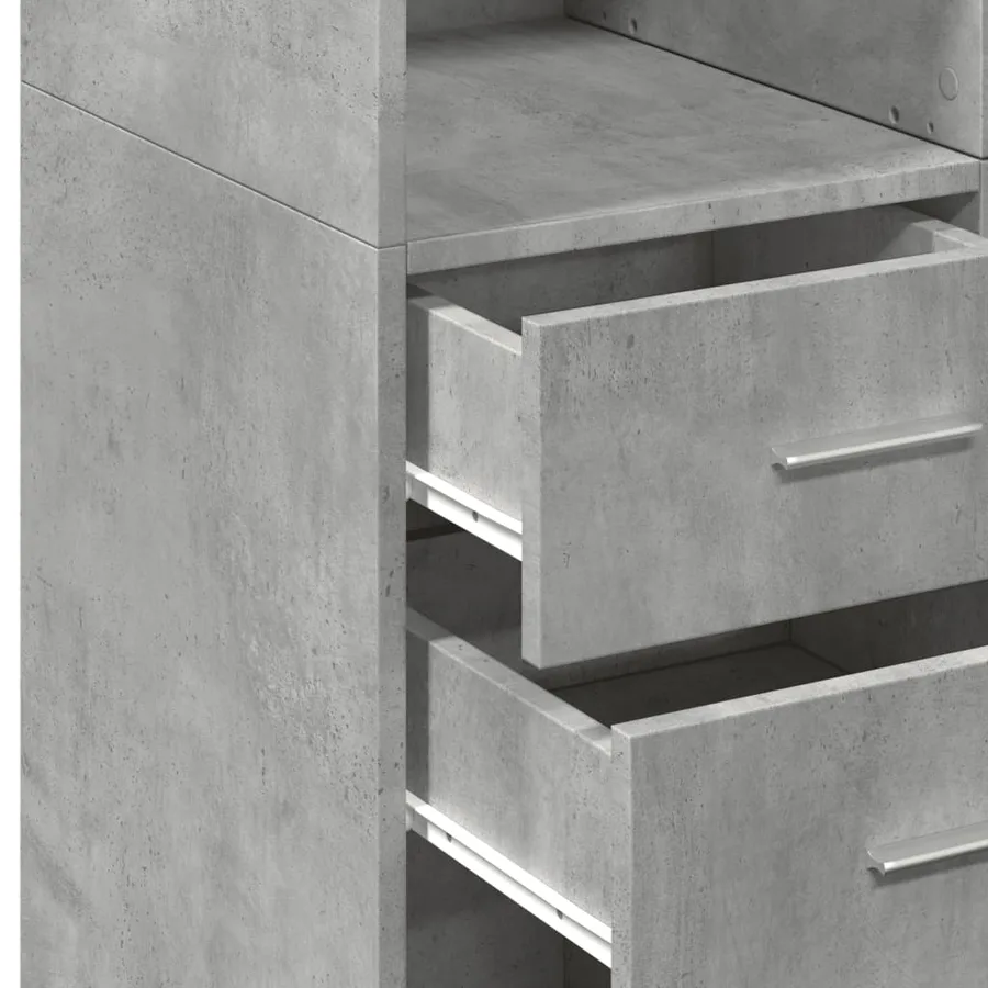 Armoire de rangement gris béton 70x42,5x225cm bois d'ingénierie - 9
