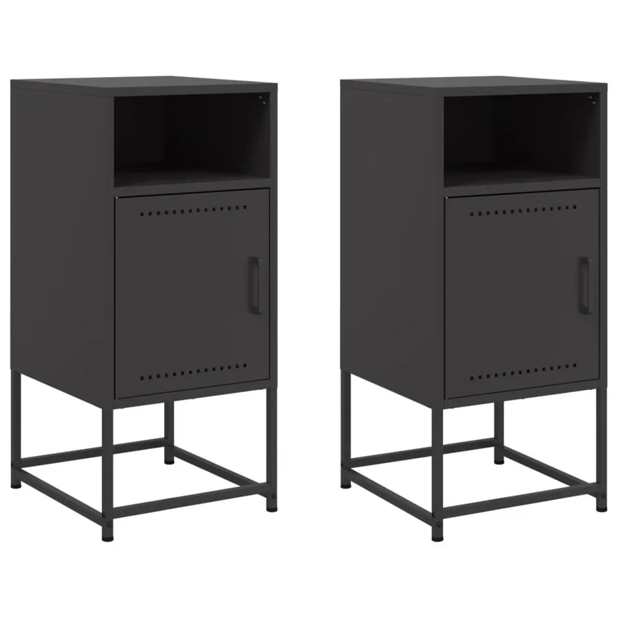Tables de chevet 2 pcs noir 36x39x78 cm acier - 2