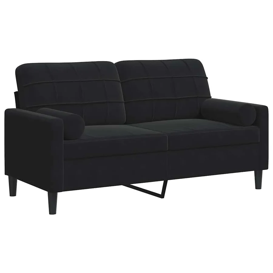 Canapé 2 places avec oreillers décoratifs noir 140 cm velours - 2