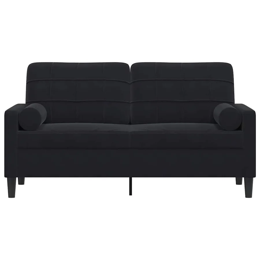 Canapé 2 places avec oreillers décoratifs noir 140 cm velours - 3