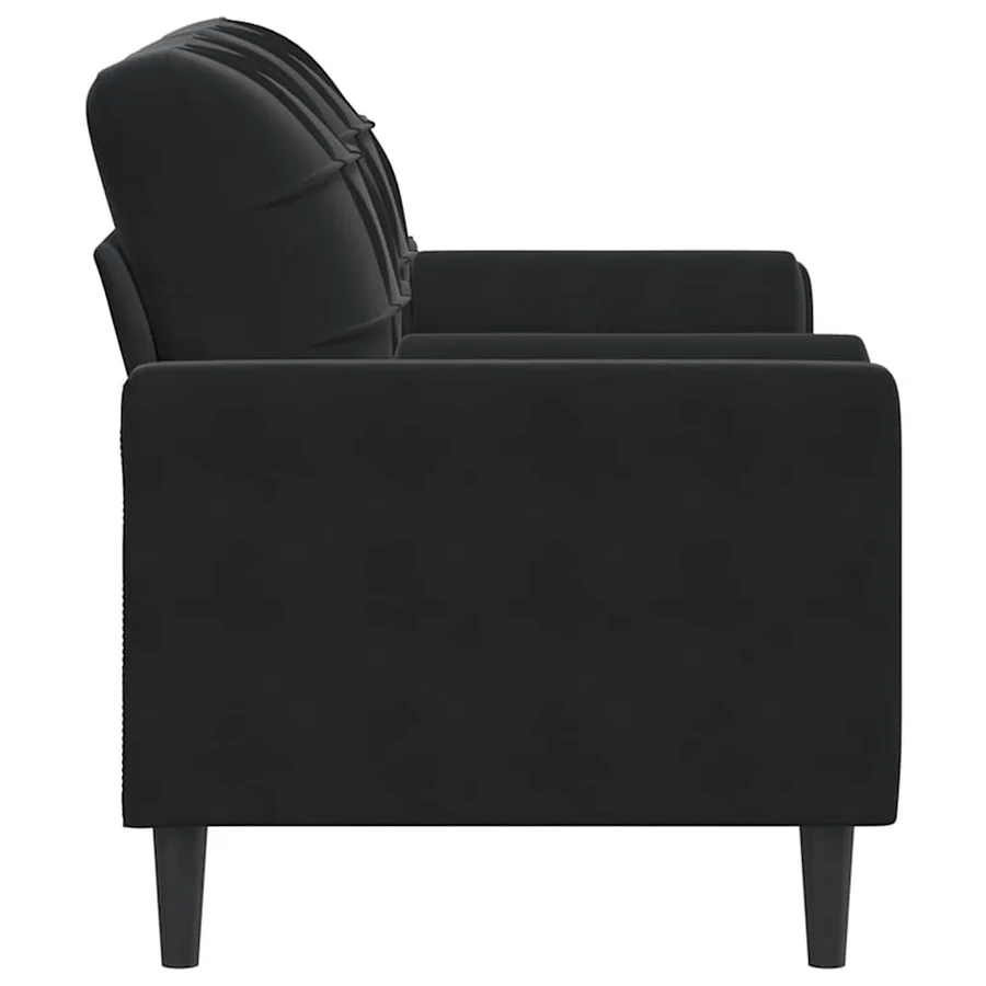 Canapé 2 places avec oreillers décoratifs noir 140 cm velours - 4
