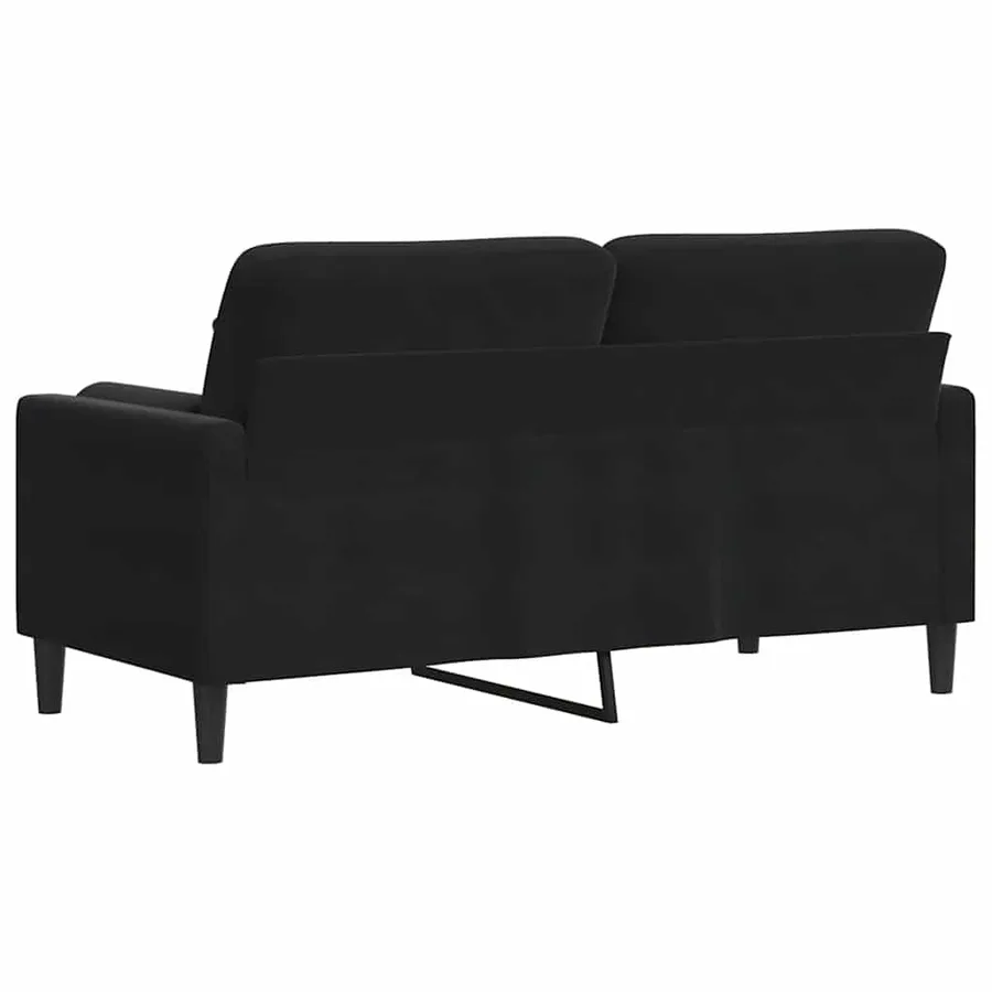 Canapé 2 places avec oreillers décoratifs noir 140 cm velours - 5