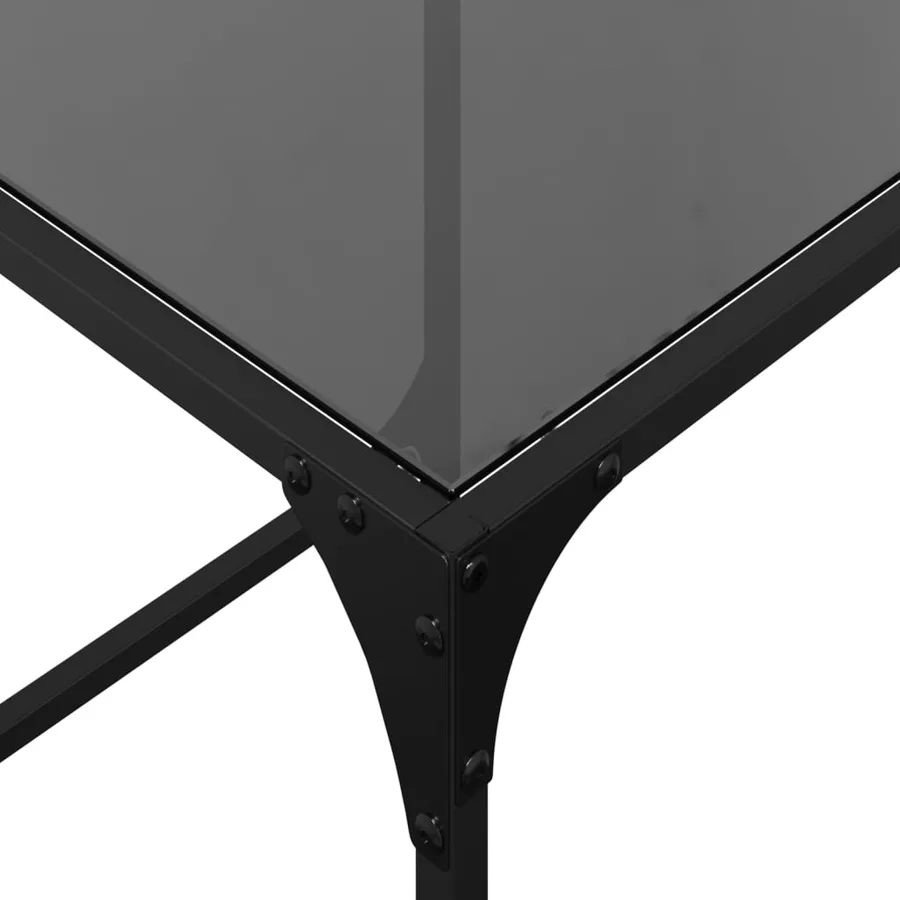 Tables basses gigognes 2 pcs dessus en verre noir acier - 6
