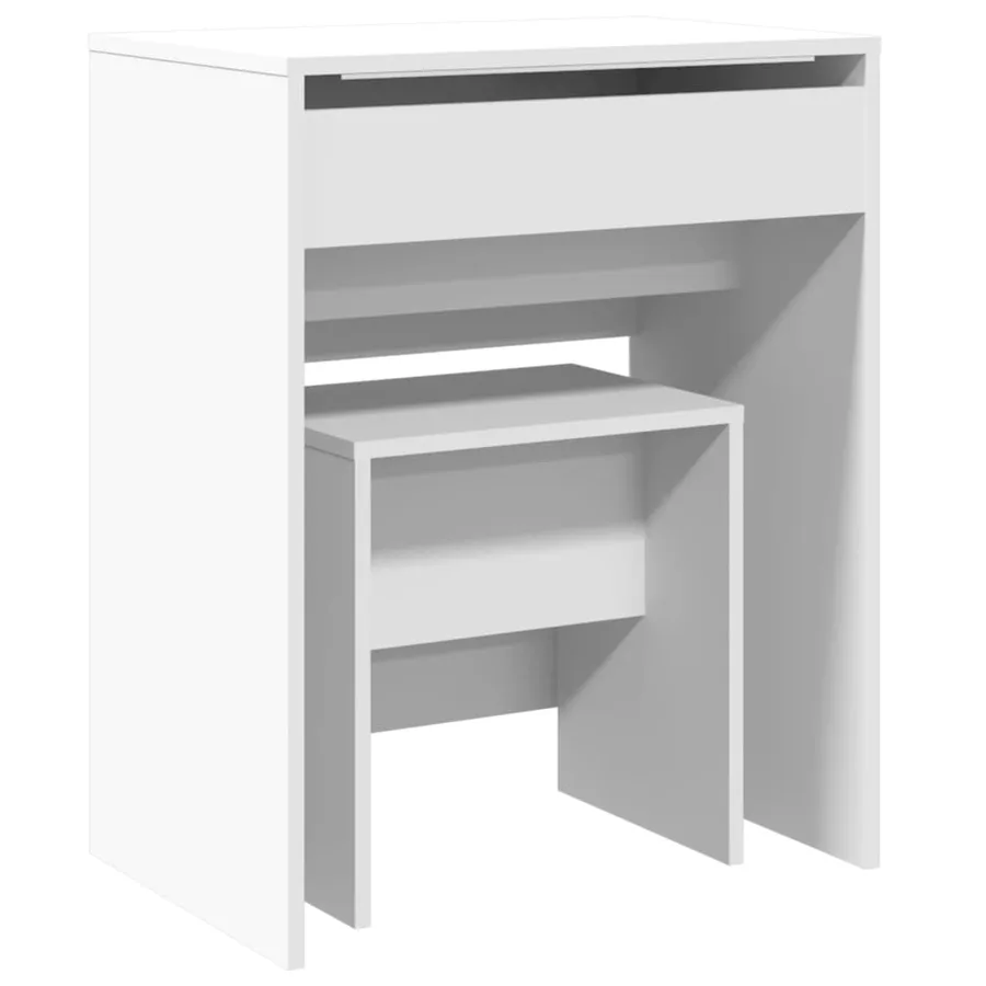 Coiffeuse et tabouret blanc 60x40x113,5 cm - 2