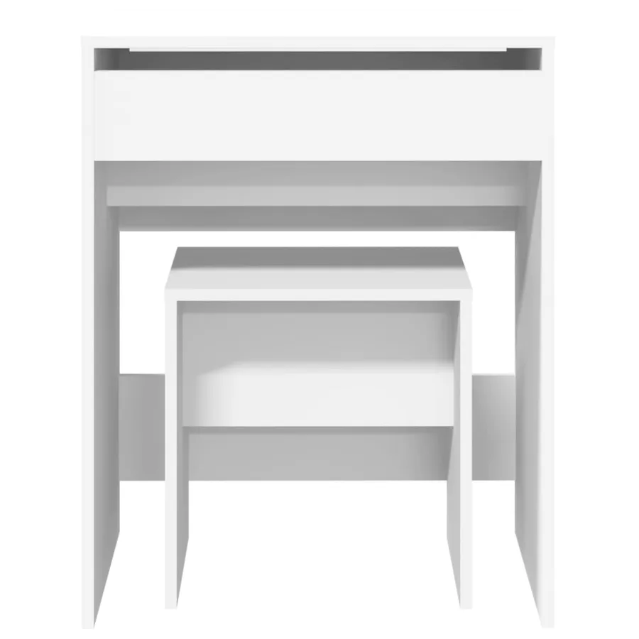 Coiffeuse et tabouret blanc 60x40x113,5 cm - 5