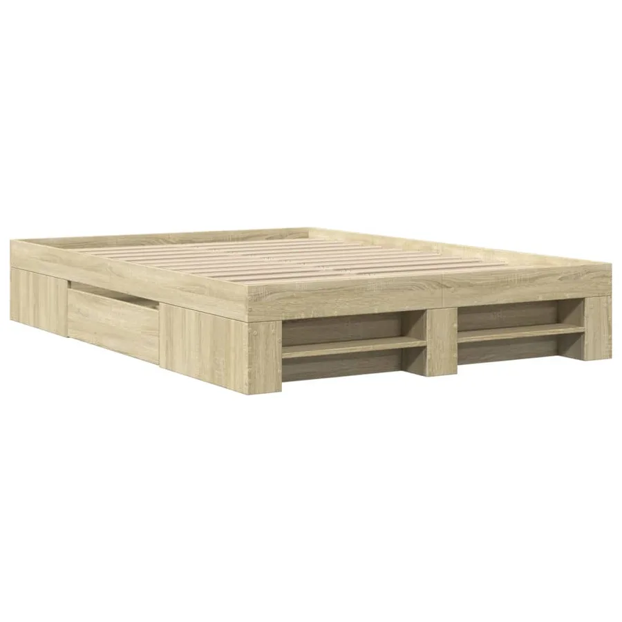 Cadre de lit sans matelas chêne sonoma 140x200 cm - 3