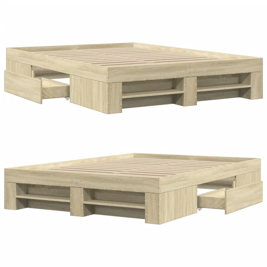 Cadre de lit sans matelas chêne sonoma 140x200 cm - 8