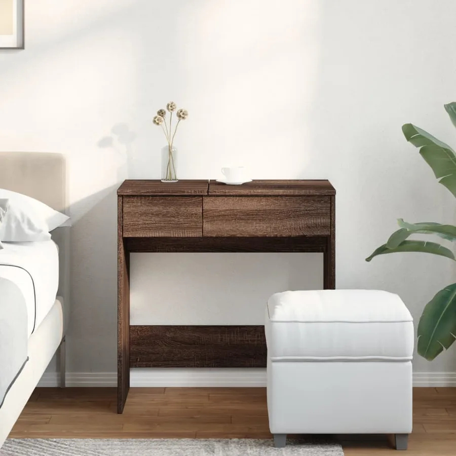 Coiffeuse avec miroir chêne marron 73x46,5x120 cm - 3