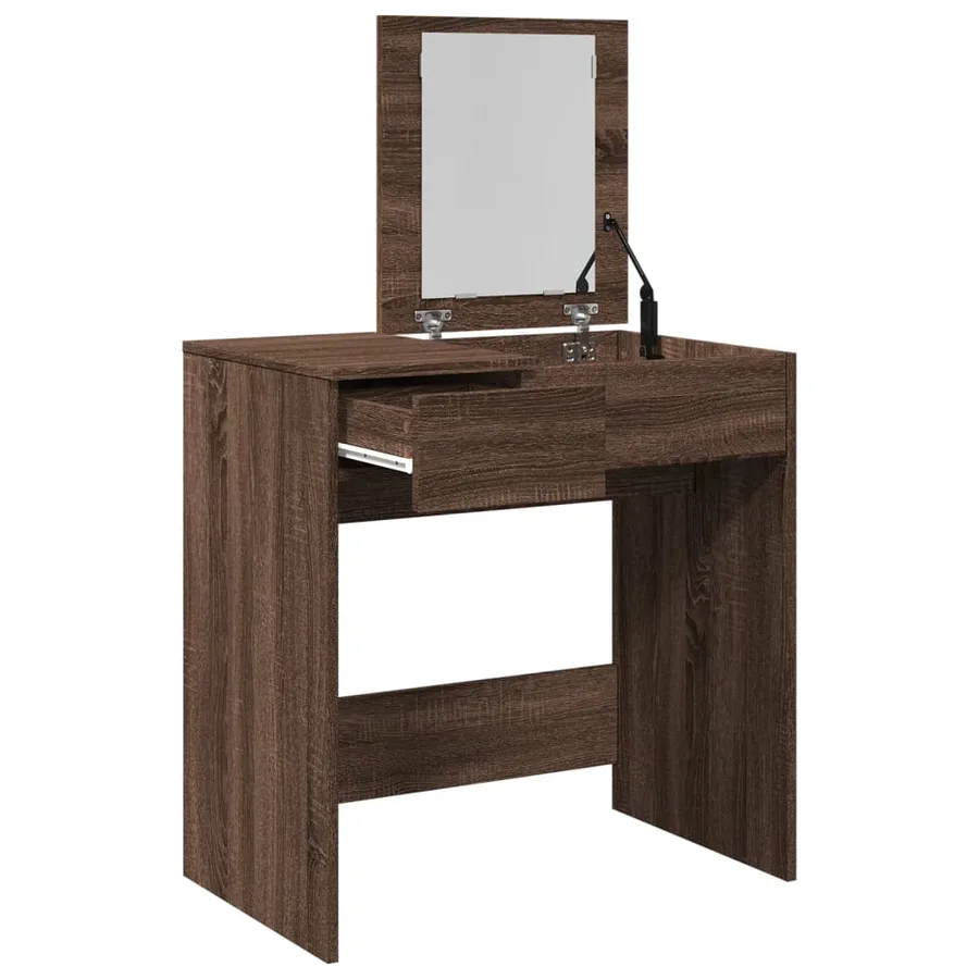 Coiffeuse avec miroir chêne marron 73x46,5x120 cm - 8