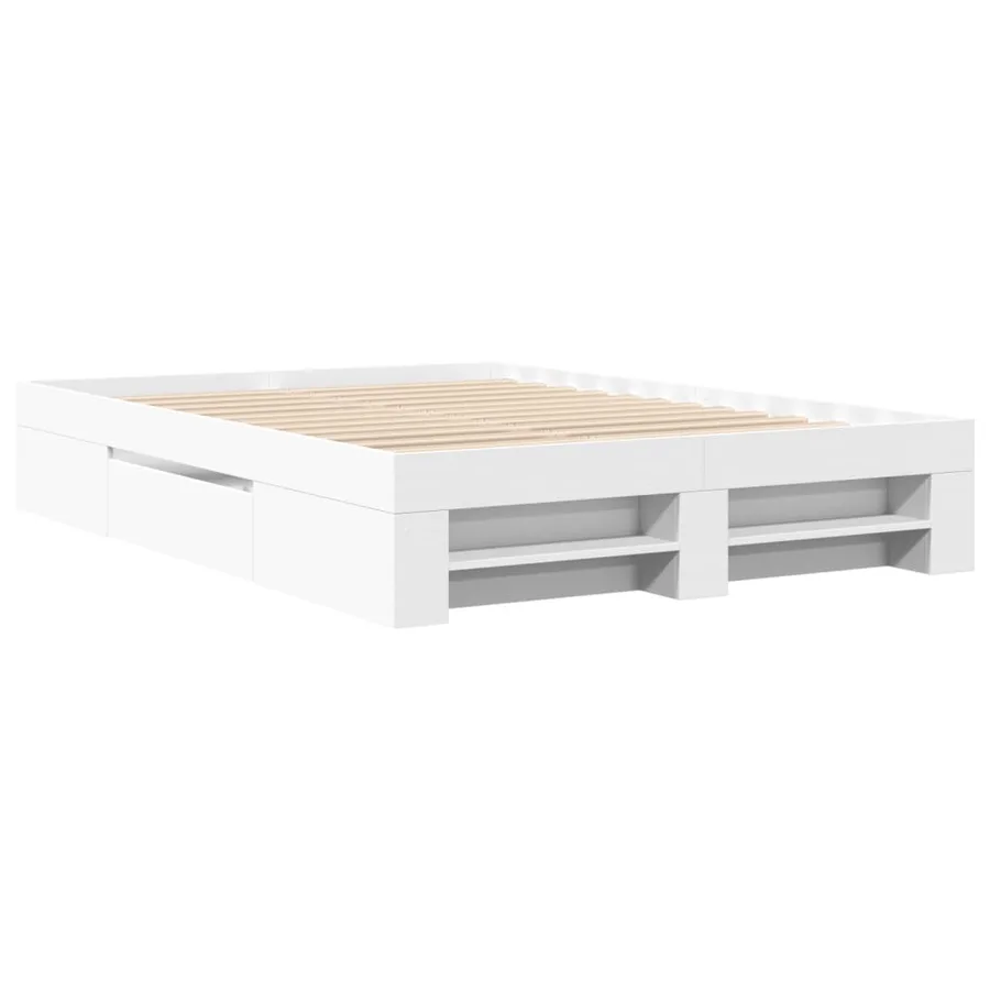 Cadre de lit sans matelas blanc 140x200 cm bois d'ingénierie - 3