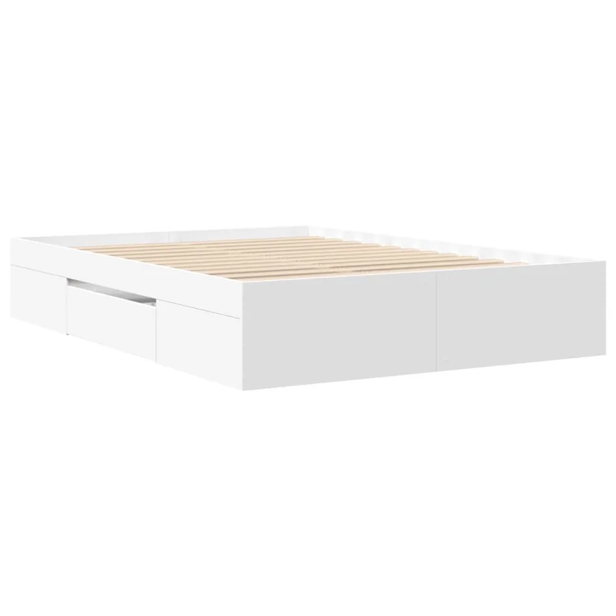 Cadre de lit sans matelas blanc 140x200 cm bois d'ingénierie - 7