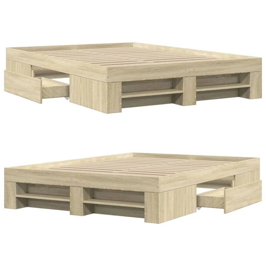 Cadre de lit sans matelas chêne sonoma 135x190 cm - 8