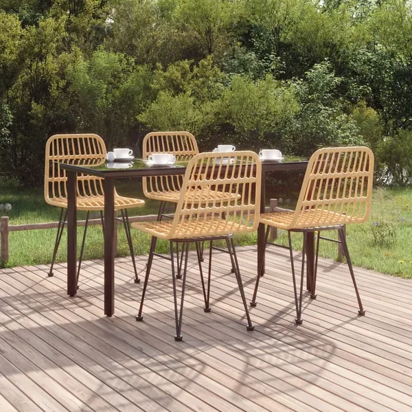 Ensemble à manger de jardin 5pcs Résine tressée