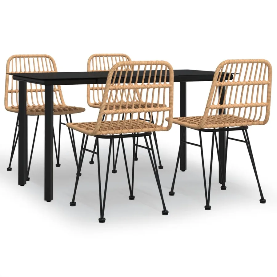 5 pcs garden dining set Poly rattan - 2