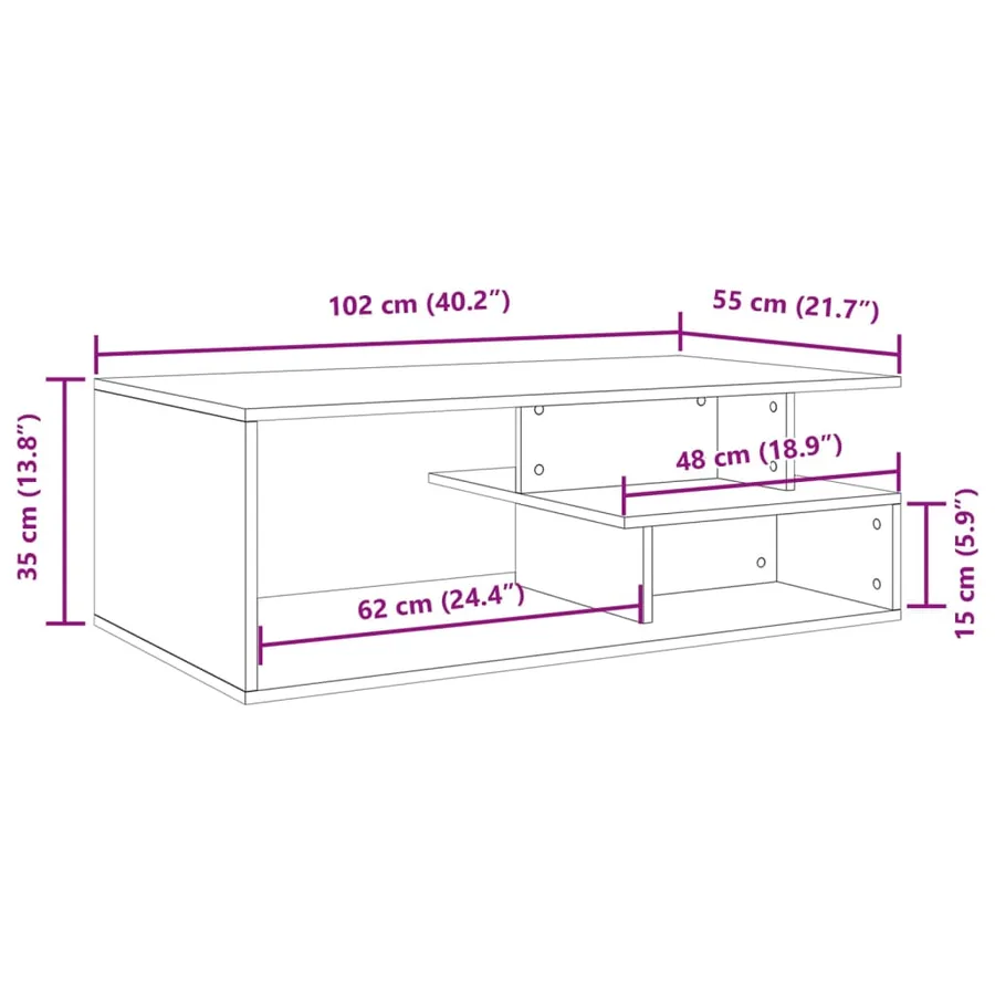 Table basse blanc 102x55x35 cm bois d'ingénierie - 9