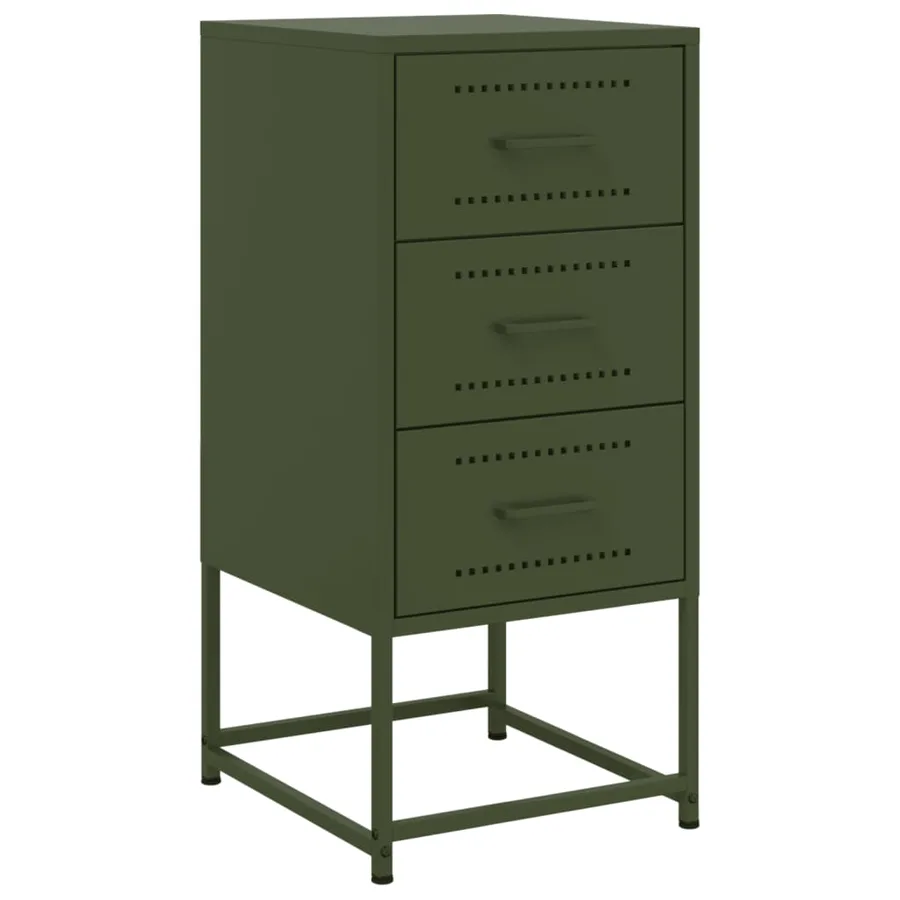 Table de chevet vert olive 36x39x78 cm acier - 2