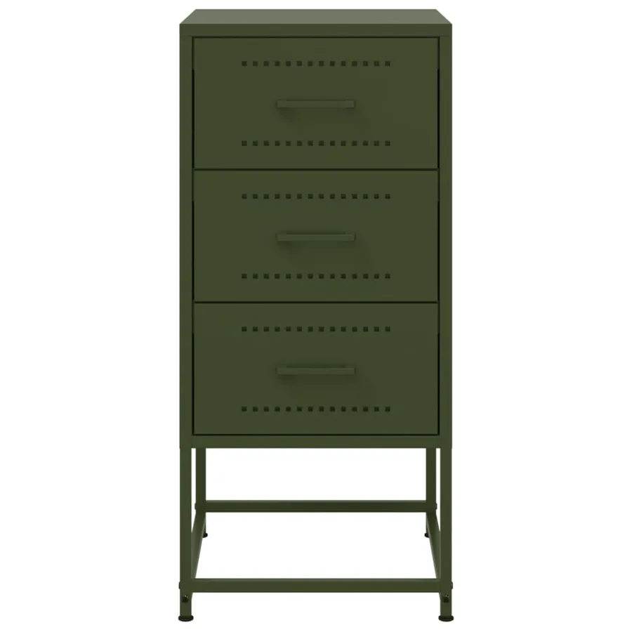 Table de chevet vert olive 36x39x78 cm acier - 6