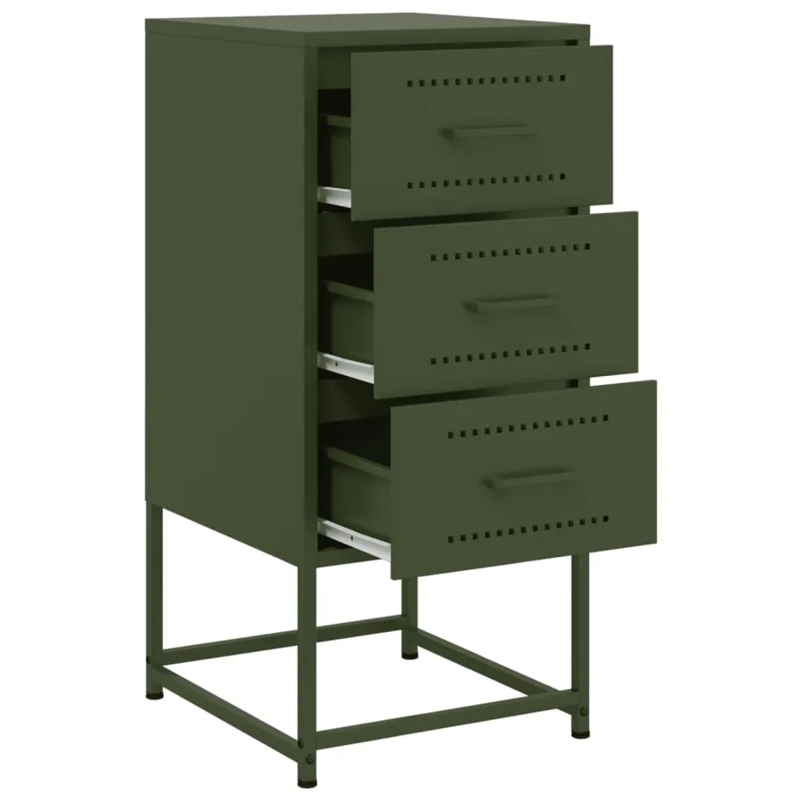 Table de chevet vert olive 36x39x78 cm acier - 9