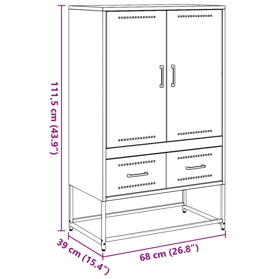Buffet haut rose 68x39x111,5 cm acier - 11