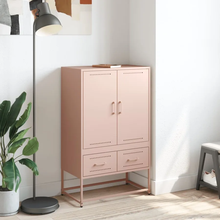 Buffet haut rose 68x39x111,5 cm acier - 3