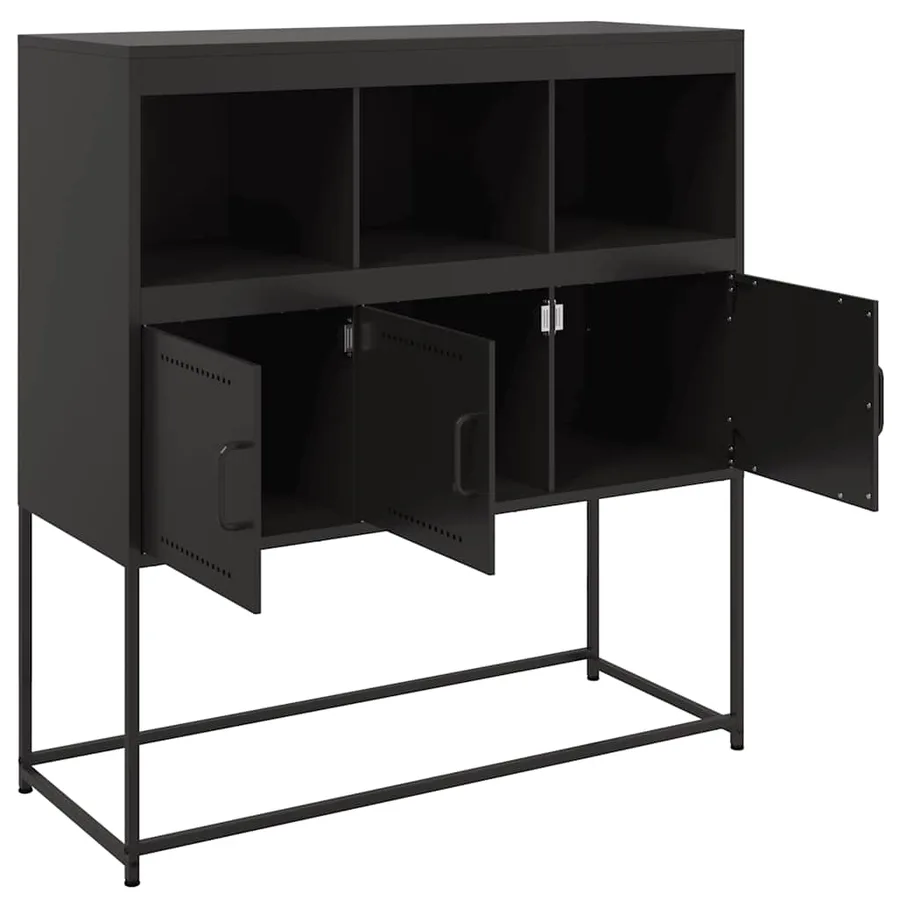 Buffet noir 100,5x39x107 cm acier - 10