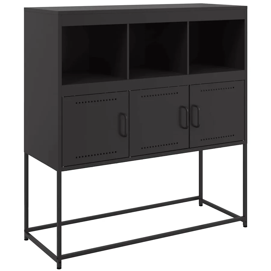 Buffet noir 100,5x39x107 cm acier - 2