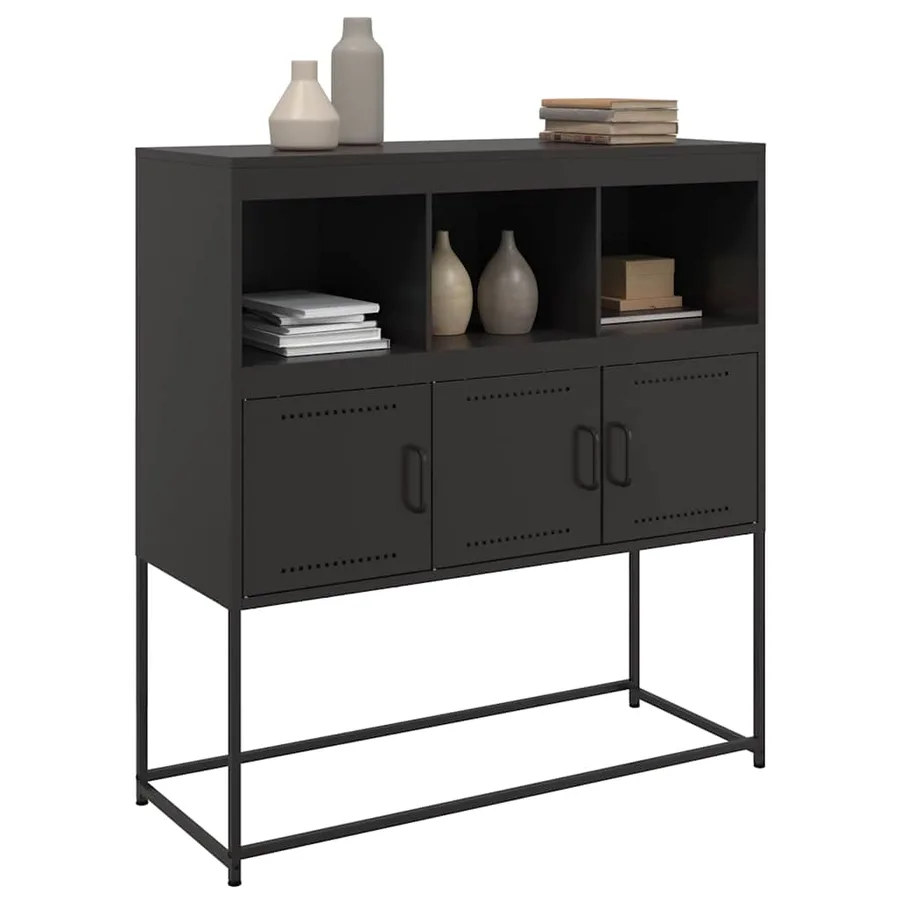 Buffet noir 100,5x39x107 cm acier - 4