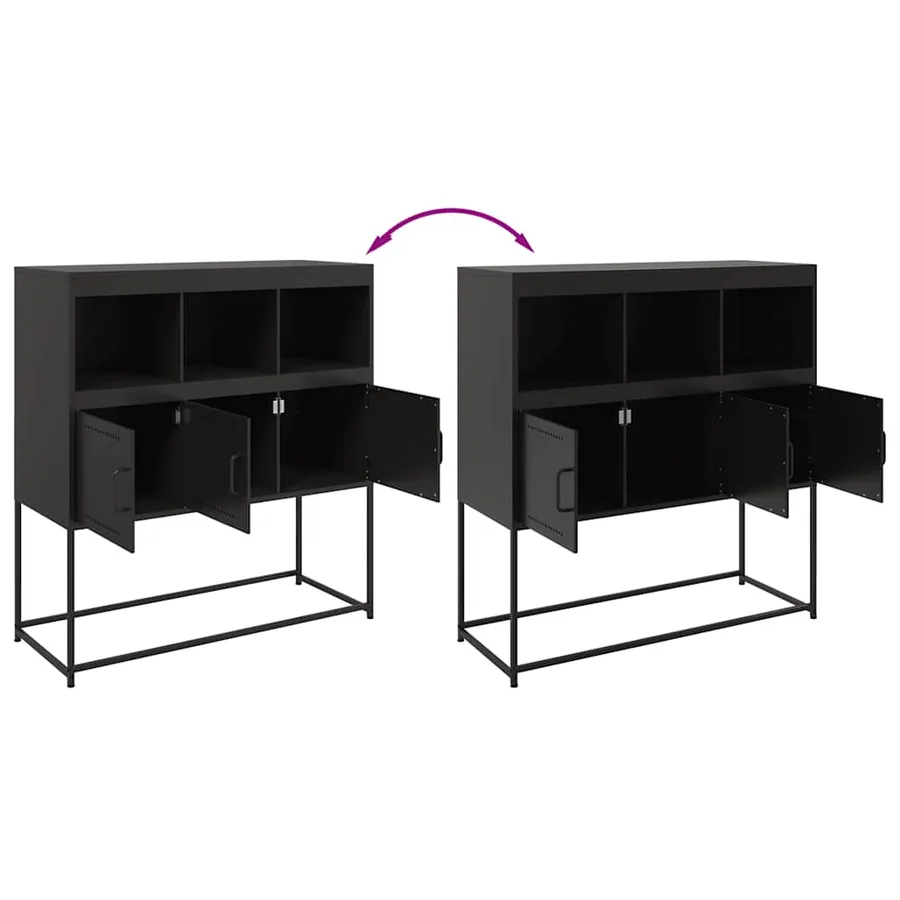 Buffet noir 100,5x39x107 cm acier - 9