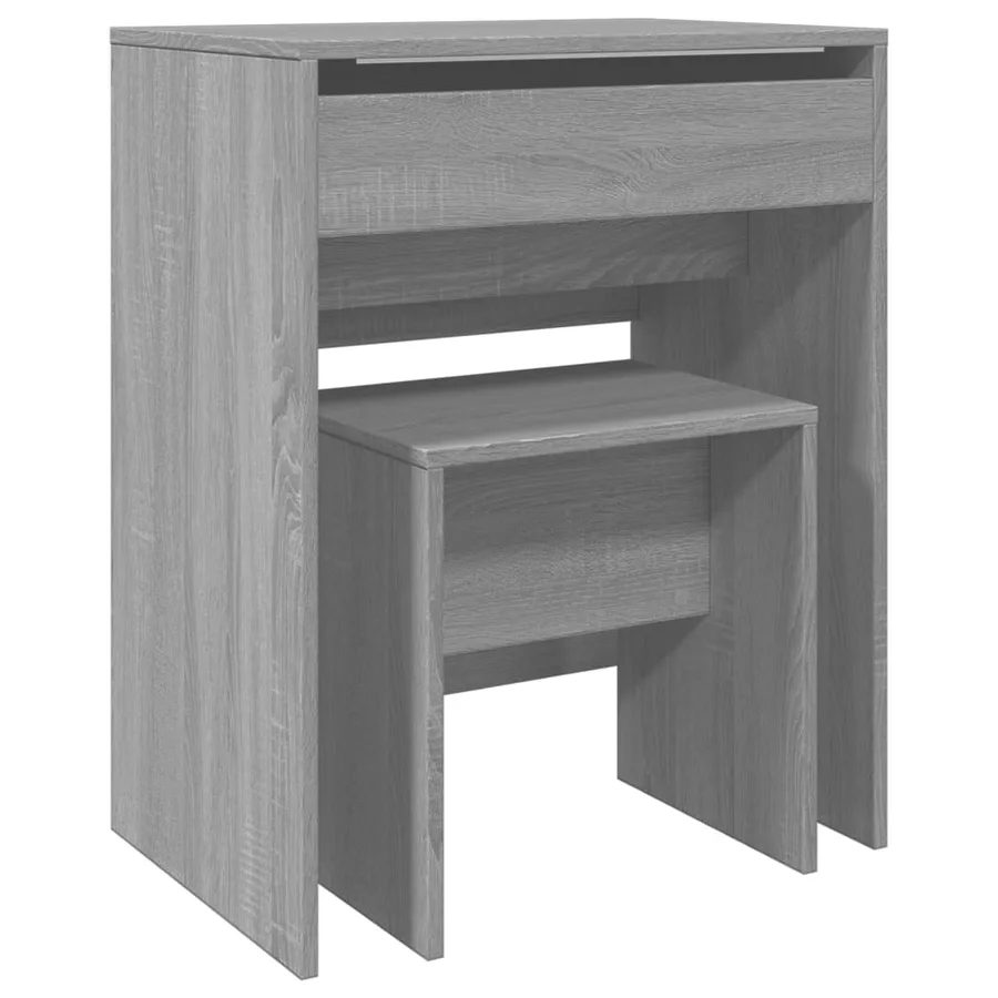 Coiffeuse et tabouret sonoma gris 60x40x113,5 cm - 2