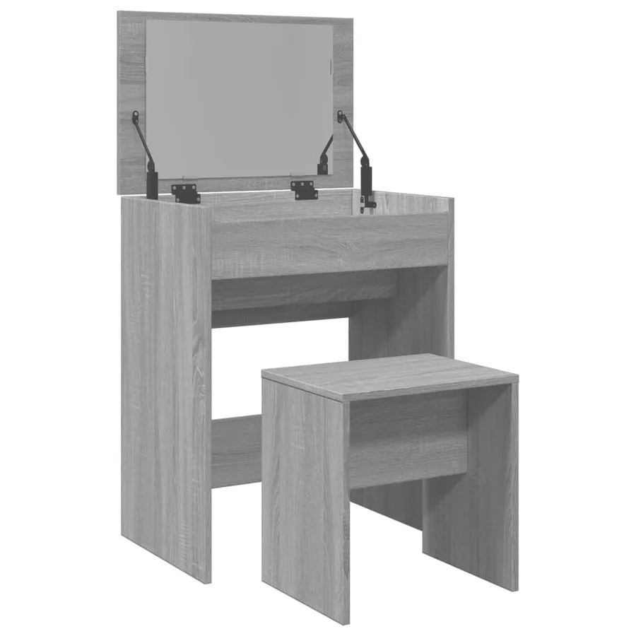 Coiffeuse et tabouret sonoma gris 60x40x113,5 cm - 8