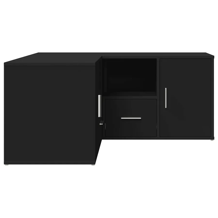 Armoire d'angle noir 160x40x45 cm bois d’ingénierie - 10